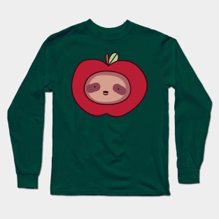 Apple Sloth Face Long Sleeve T-Shirt